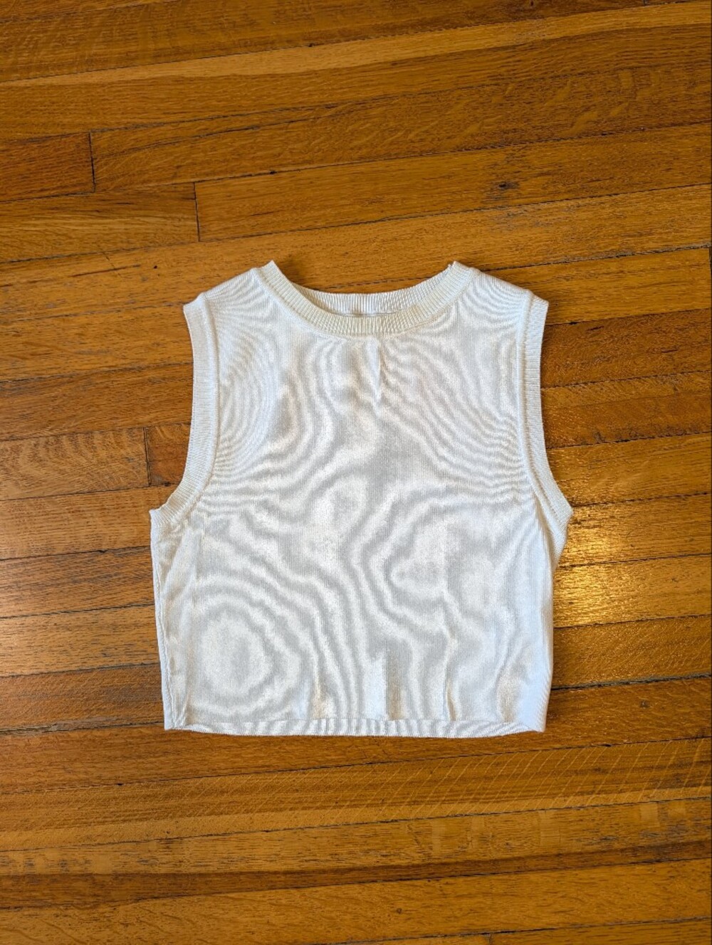 Zara Women's White Rib Knit Crew Neck Sleeveless Crop Top - Picture 1 of 4